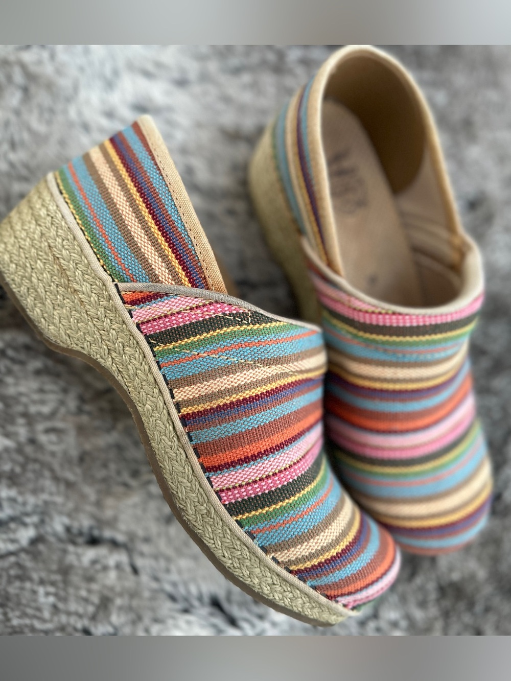 Dansko Jute Pro Multi Stripe Vegan Clogs Size EU38 US7.5-8